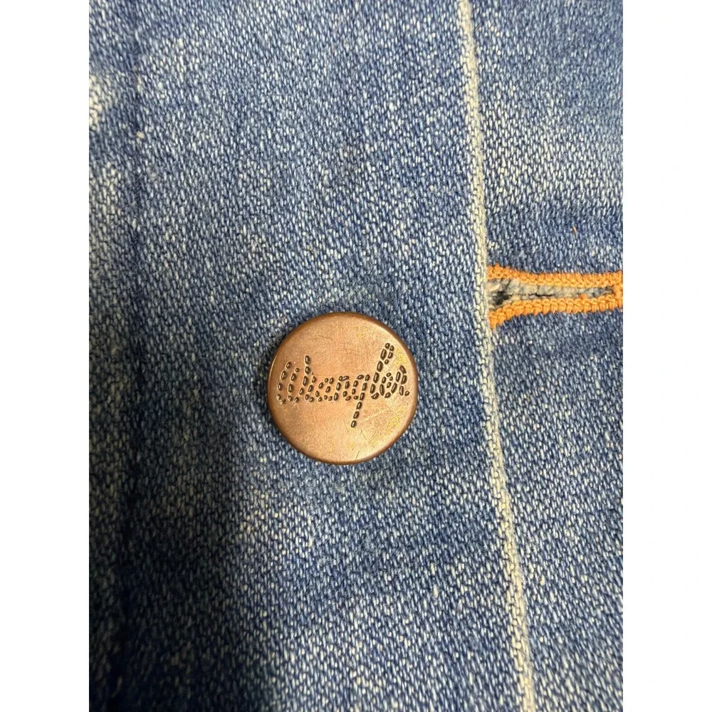 Vintage Wrangler Kids Denim Jacket Blue Patches Rainbow Canada Dry Made in USA